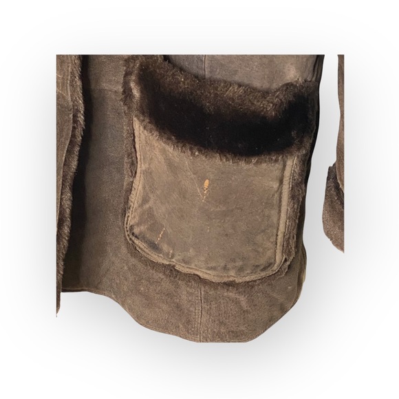 Bagatelle ๐ค Leather Shearling Lined Chore Rancher Duffle Coat ๐ค Fur Trim ๐ค XL - Picture 6 of 16